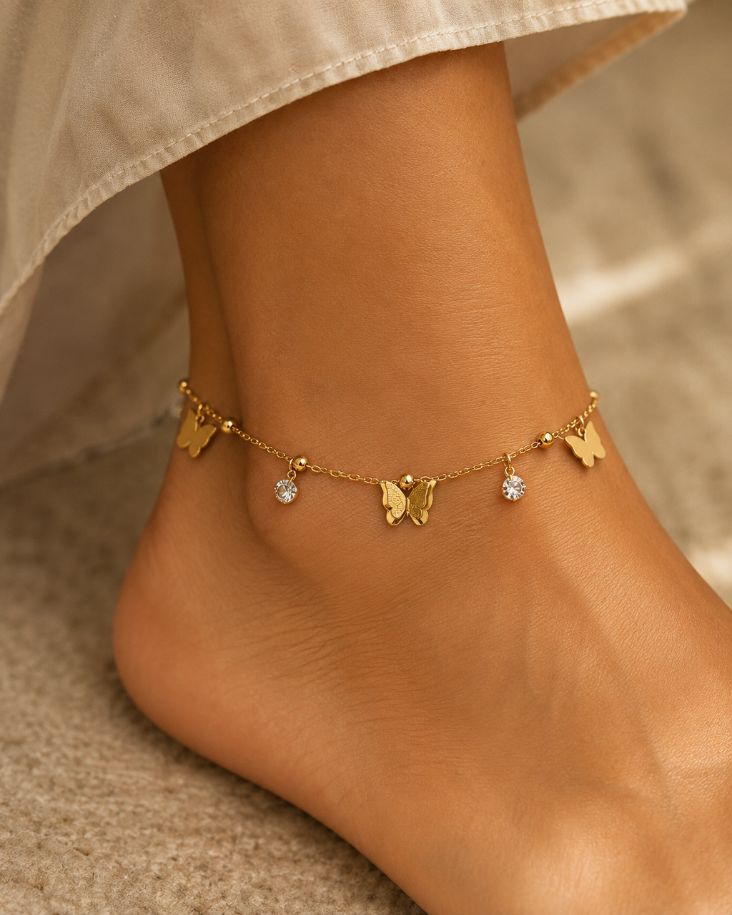 Gold-Plated Butterfly Anklet