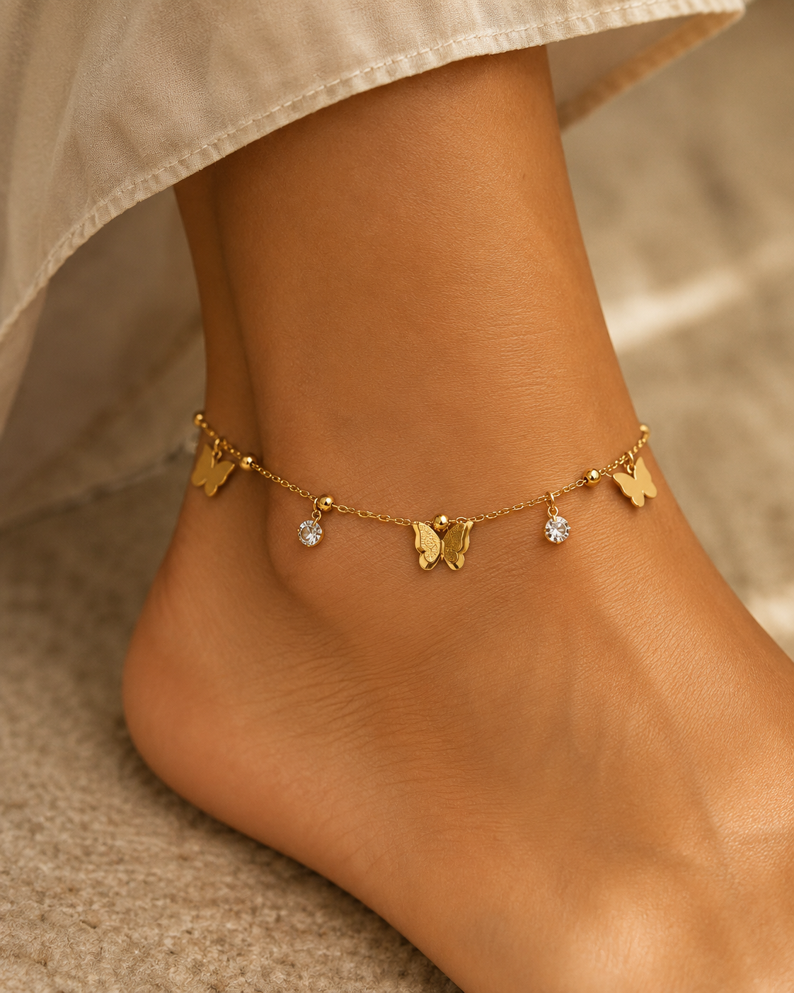 Gold-Plated Butterfly Anklet