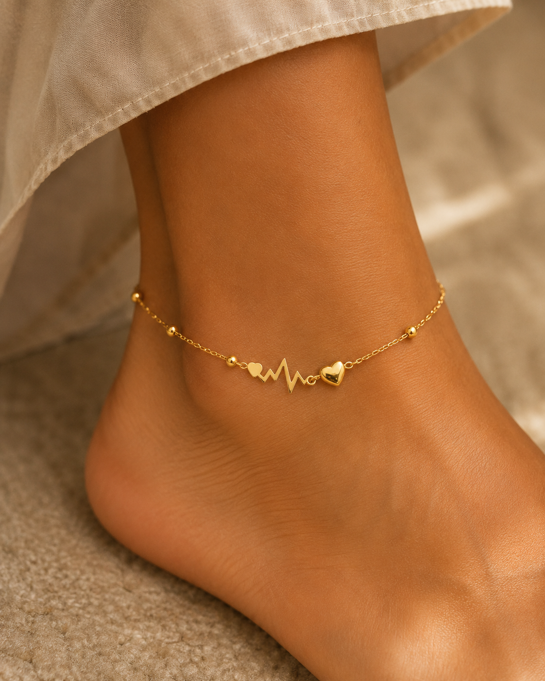 Gold-Plated Heart Anklet