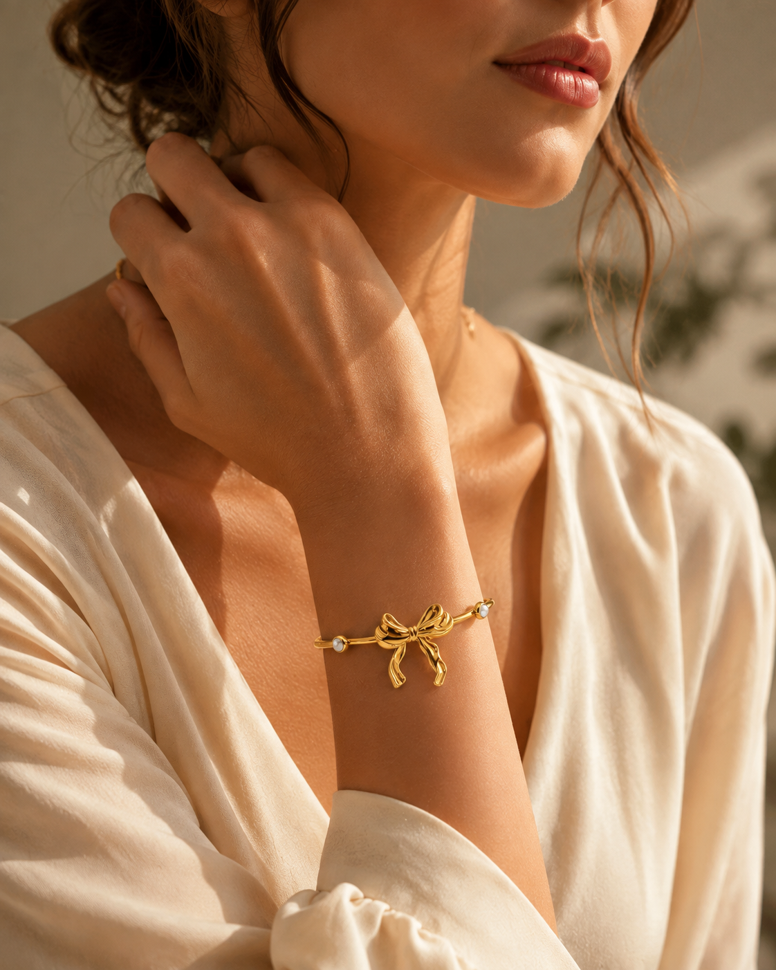 Gold-Plated Bow Bangle