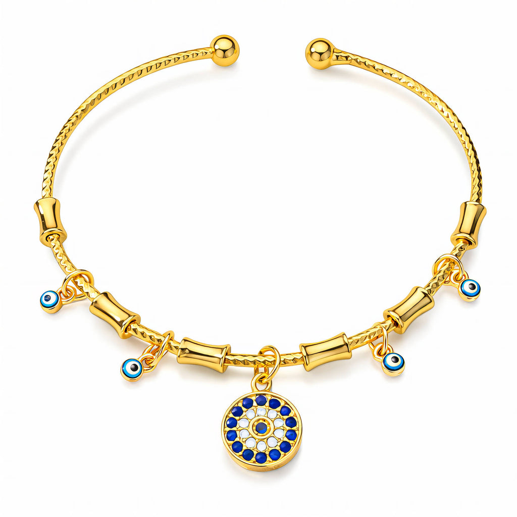 Gold-Plated Cubic Zirconia Evil Eye Bangle