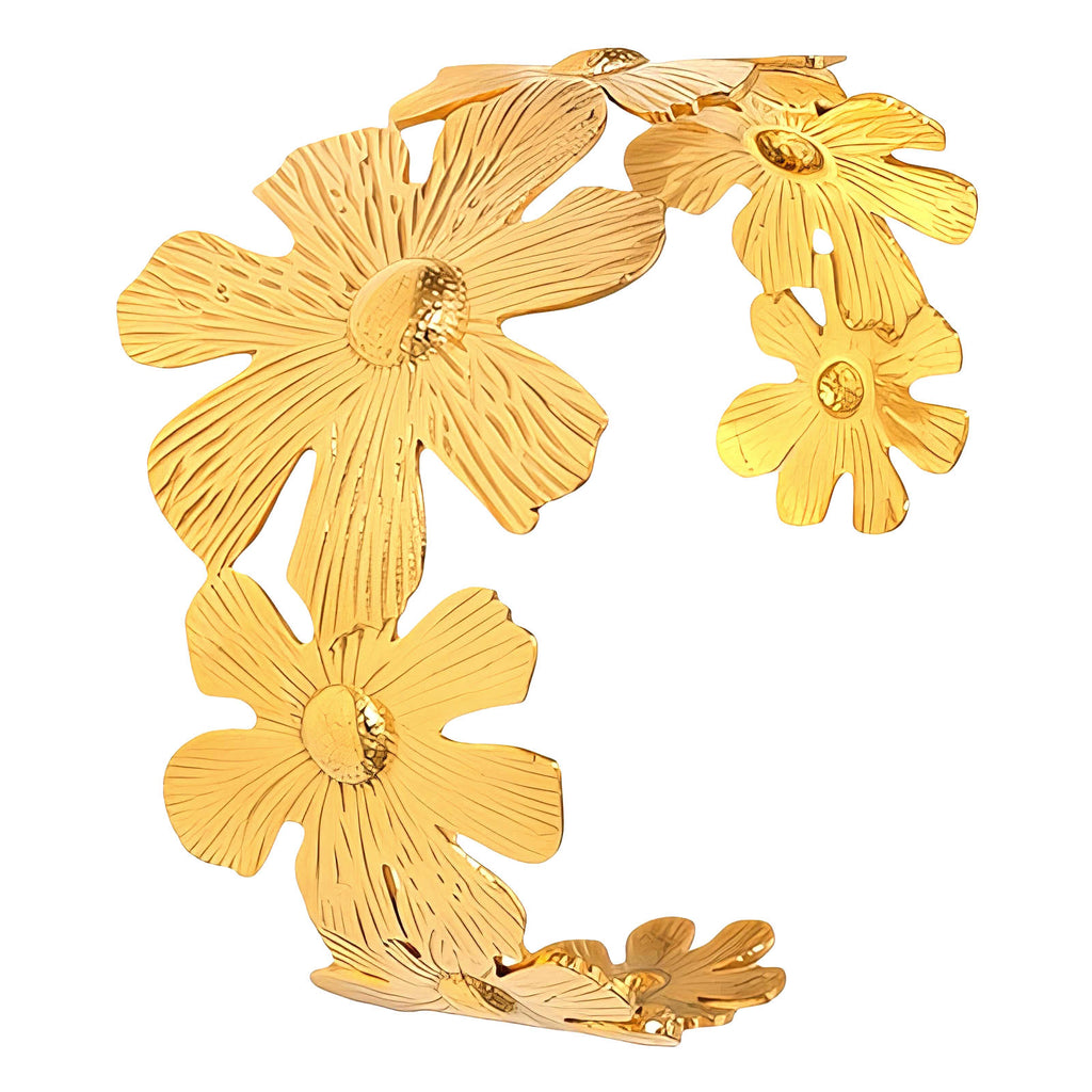 Gold-Plated Flower Meadow Cuff Bangle