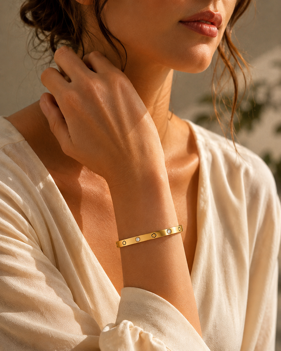 Gold-Plated Heart Bangle