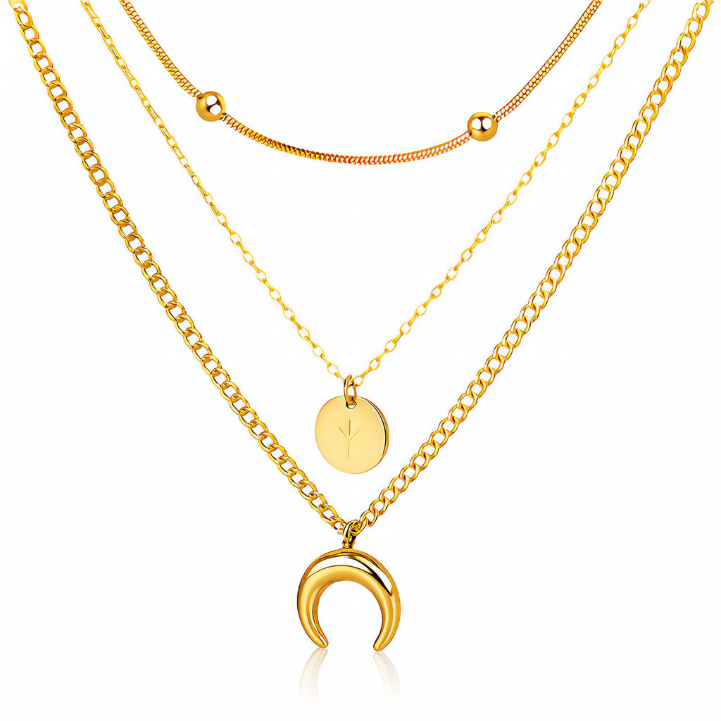 Crescent and Star Layered Necklace