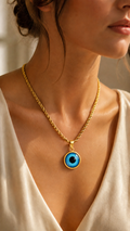 Evil Eye Round Pendant Necklace