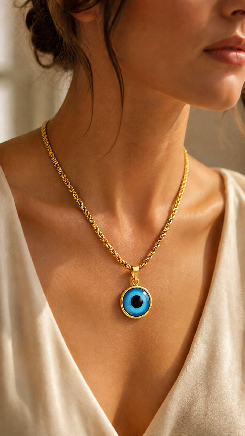 Evil Eye Round Pendant Necklace