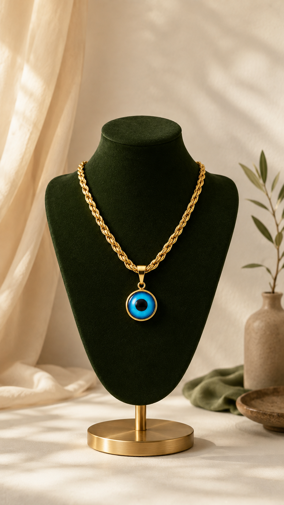 Evil Eye Round Pendant Necklace