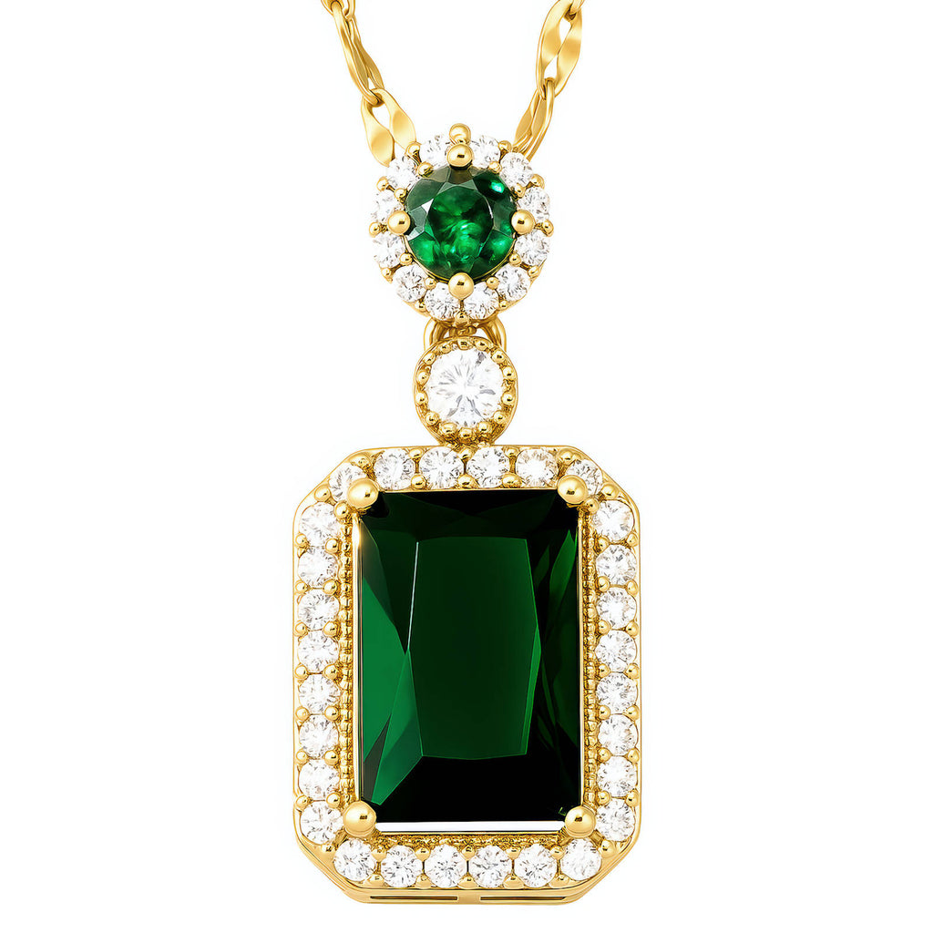 Cubic Zirconia Green 18K Gold-Plated Necklace
