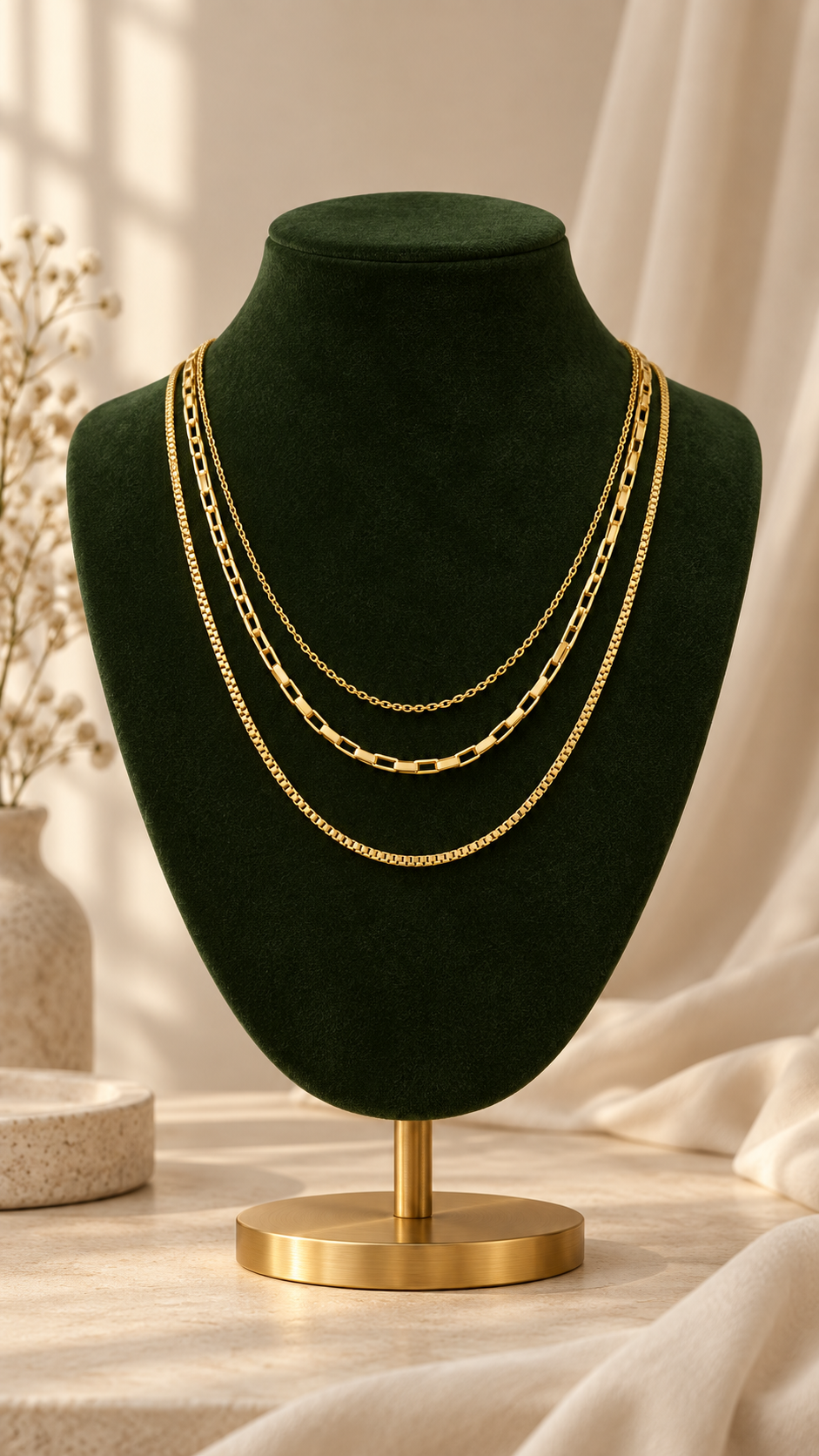 18K Gold-Plated Necklace 3 Layer