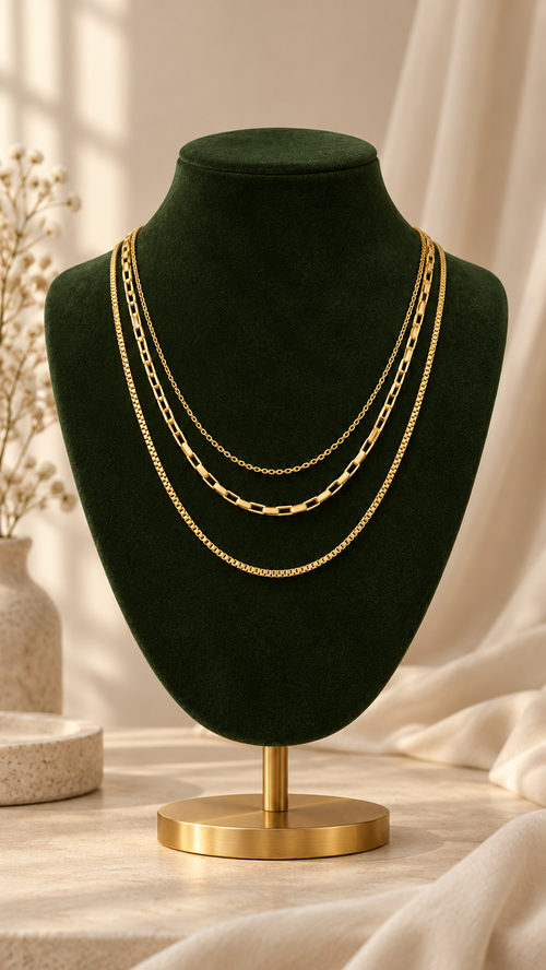 18K Gold-Plated Necklace 3 Layer