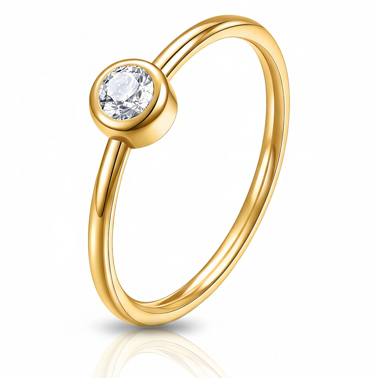 Gold-Plated Cubic Zirconia Solitaire Ring