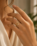 Gold-Plated Cubic Zirconia Spiral Ring