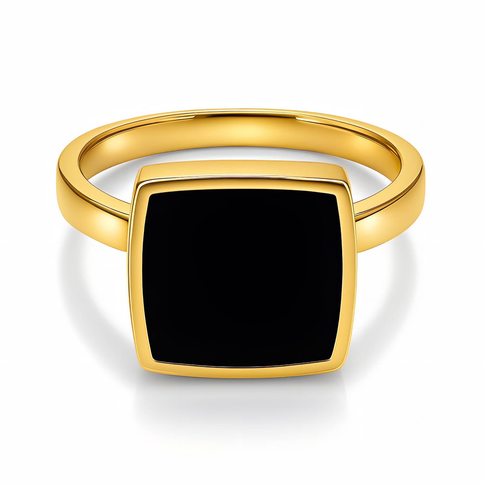 Gold-Plated Stainless Steel Black Ring