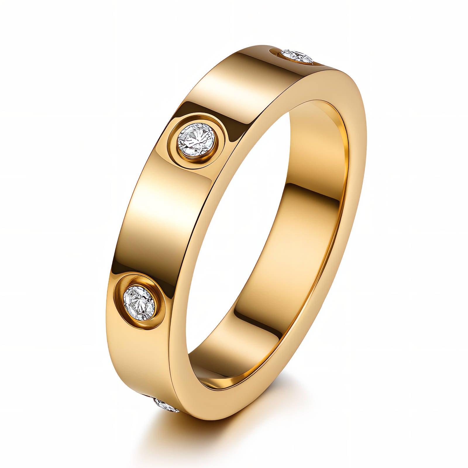 Gold-Plated Cubic Zirconia Ring with Stones
