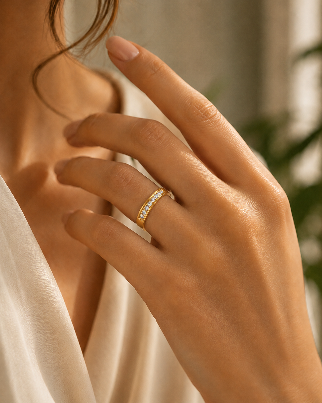 Gold-Plated Cubic Zirconia Multi Stone Ring