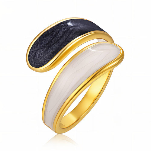 Adjustable Gold-Plated Enamel Ring