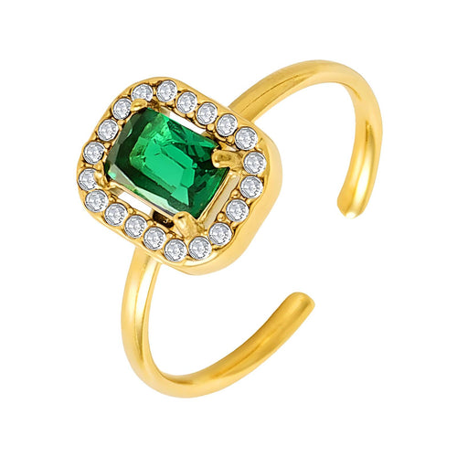 Adjustable Gold-Plated Cubic Zirconia Ring