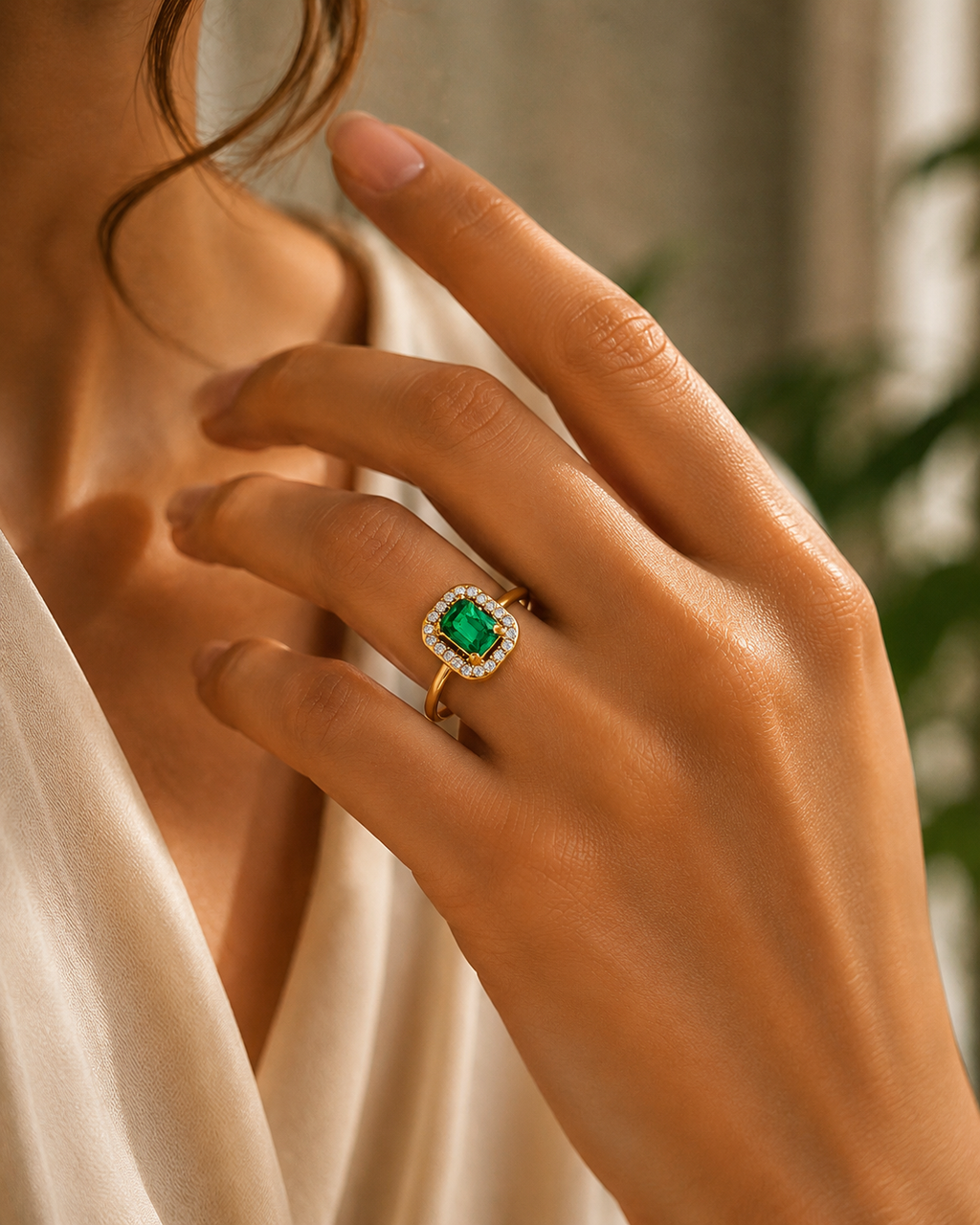 Adjustable Gold-Plated Cubic Zirconia Ring